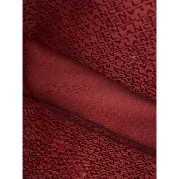 VGUC Lancel Authentic Red Nylon & Leather Bag Zip Top Shoulder Handbag Tote - Picture 14 of 15